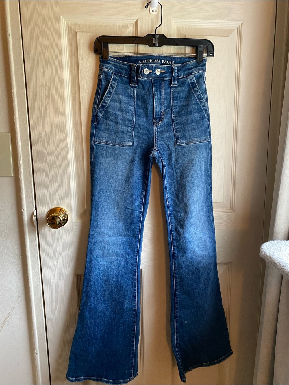 American Eagle Outfitters Dark Blue High-Rise Flare Jeans